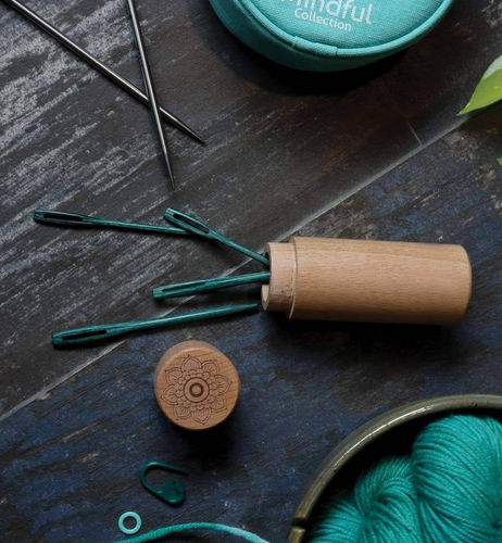 Knit Pro Mindful Blaugrüne Holzwollnadeln